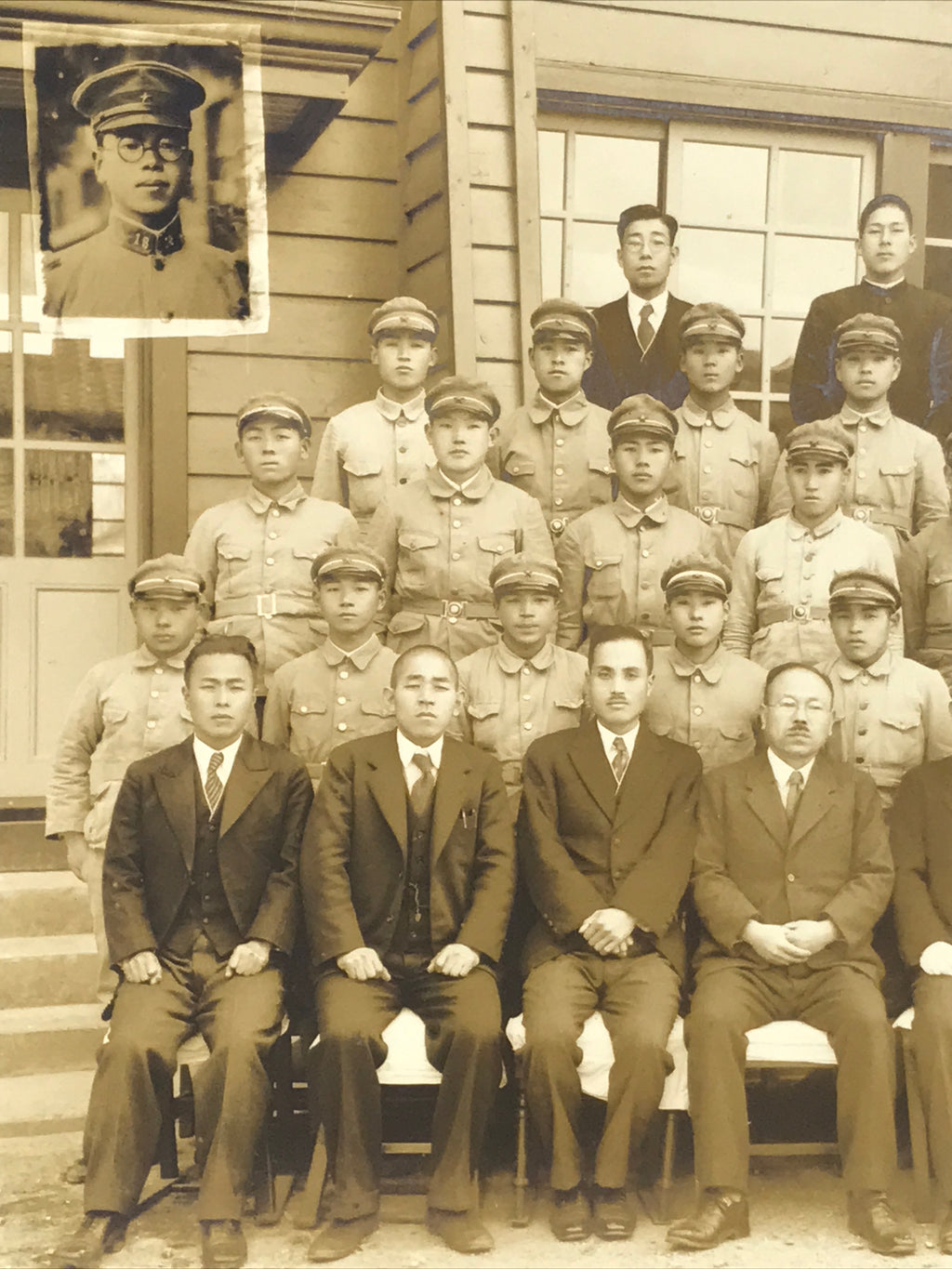 Japanese Showa School Class Photograph Vtg Group Student Uniform Sepia PH73