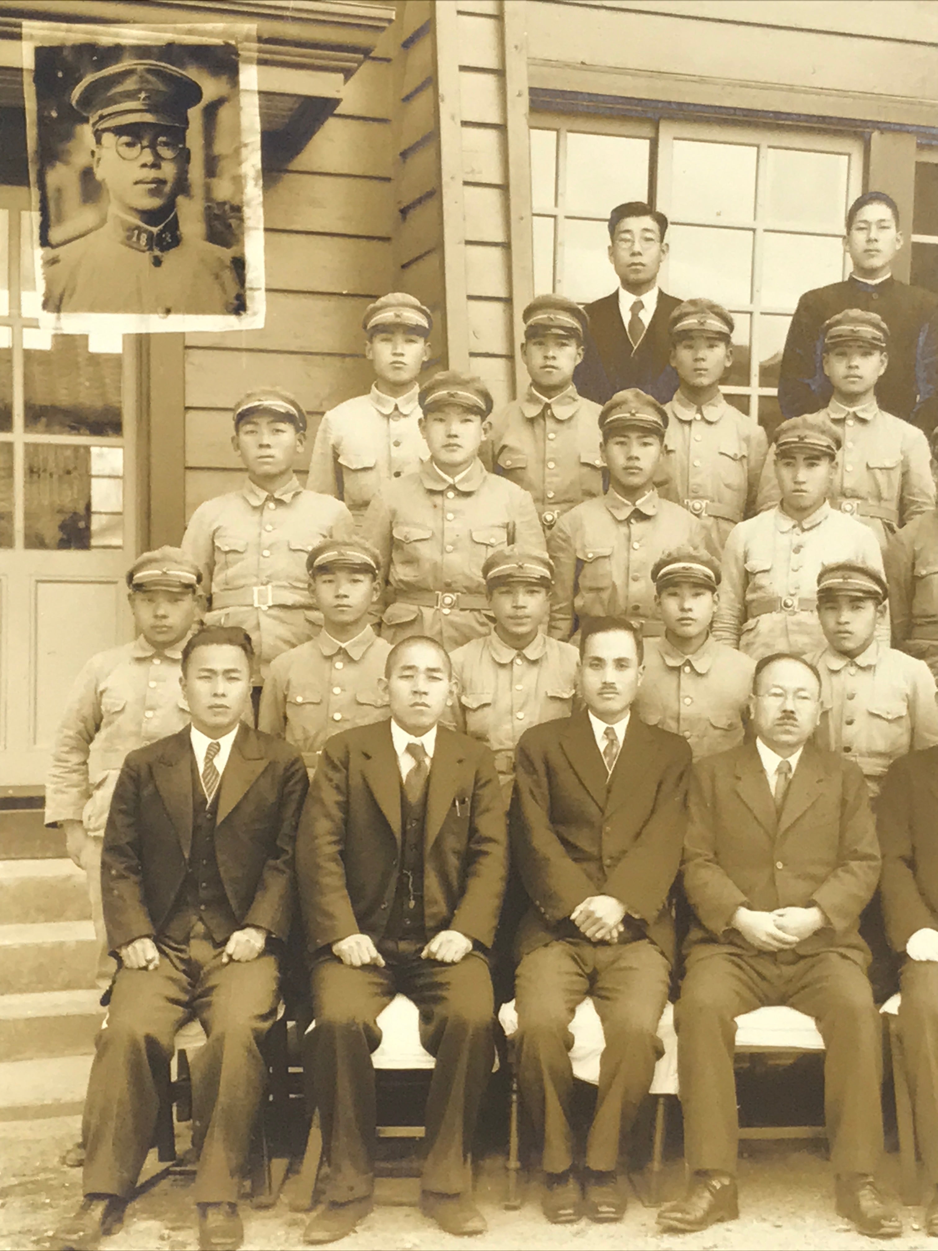 Japanese Showa School Class Photograph Vtg Group Student Uniform Sepia PH73
