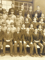Japanese Showa School Class Photograph Vtg Group Student Uniform Sepia PH73