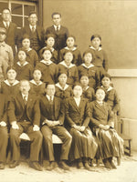 Japanese Showa School Class Photograph Vtg Group Student Uniform Sepia PH73