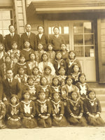 Japanese Showa School Class Photograph Vtg Group Student Uniform Sepia Tone PH69