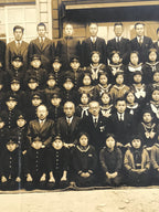 Japanese Showa School Class Photograph Vtg Group Student Uniform Sepia Tone PH70