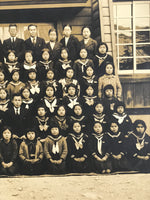 Japanese Showa School Class Photograph Vtg Group Student Uniform Sepia Tone PH70