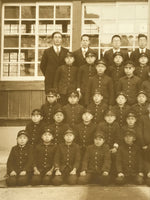 Japanese Showa School Class Photograph Vtg Group Student Uniform Sepia Tone PH71