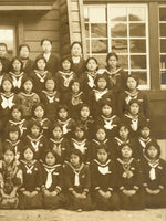 Japanese Showa School Class Photograph Vtg Group Student Uniform Sepia Tone PH71