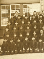 Japanese Showa School Class Photograph Vtg Group Student Uniform Sepia Tone PH76