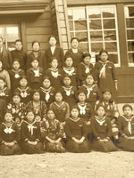 Japanese Showa School Class Photograph Vtg Group Student Uniform Sepia Tone PH76