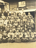 Japanese Showa School Class Photograph Vtg Group Student Uniform Sepia Tone PH77