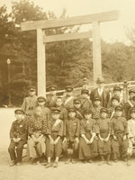 Japanese Showa School Class Trip Photograph Vtg Group Ise Shrine Sepia PH122