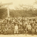 Japanese Showa School Class Trip Photograph Vtg Group Ise Shrine Sepia PH122