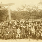 Japanese Showa School Class Trip Photograph Vtg Group Ise Shrine Sepia PH122