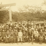 Japanese Showa School Class Trip Photograph Vtg Group Ise Shrine Sepia PH122
