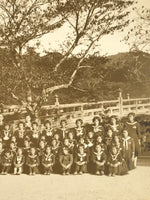 Japanese Showa School Class Trip Photograph Vtg Group Ise Shrine Sepia PH127