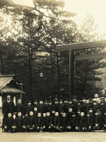 Japanese Showa School Class Trip Photograph Vtg Group Ise Shrine Sepia PH128