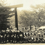 Japanese Showa School Class Trip Photograph Vtg Group Ise Shrine Sepia PH128
