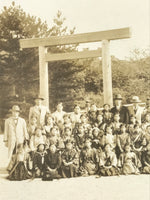 Japanese Showa School Class Trip Photograph Vtg Group Ise Shrine Sepia PH136