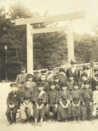 Japanese Showa School Class Trip Photograph Vtg Group Ise Shrine Sepia PH141