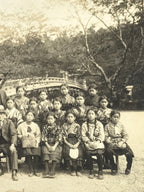 Japanese Showa School Class Trip Photograph Vtg Group Ise Shrine Sepia PH141