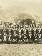 Japanese Showa School Class Trip Photograph Vtg Group Ise Shrine Sepia PH142