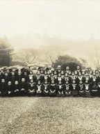 Japanese Showa School Class Trip Photograph Vtg Group Ise Shrine Sepia PH163