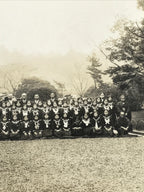 Japanese Showa School Class Trip Photograph Vtg Group Ise Shrine Sepia PH163