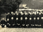 Japanese Showa School Class Trip Photograph Vtg Group Ise Shrine Sepia PH163