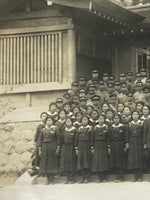 Japanese Showa School Class Trip Photograph Vtg Temple Palace Gate Sepia PH151