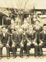 Japanese Showa School Staff Group Photograph Vtg Teacher Kimono Sepia Tone PH148