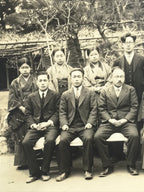 Japanese Showa School Teachers Group Photograph Vtg Hakama Suit Sepia PH132