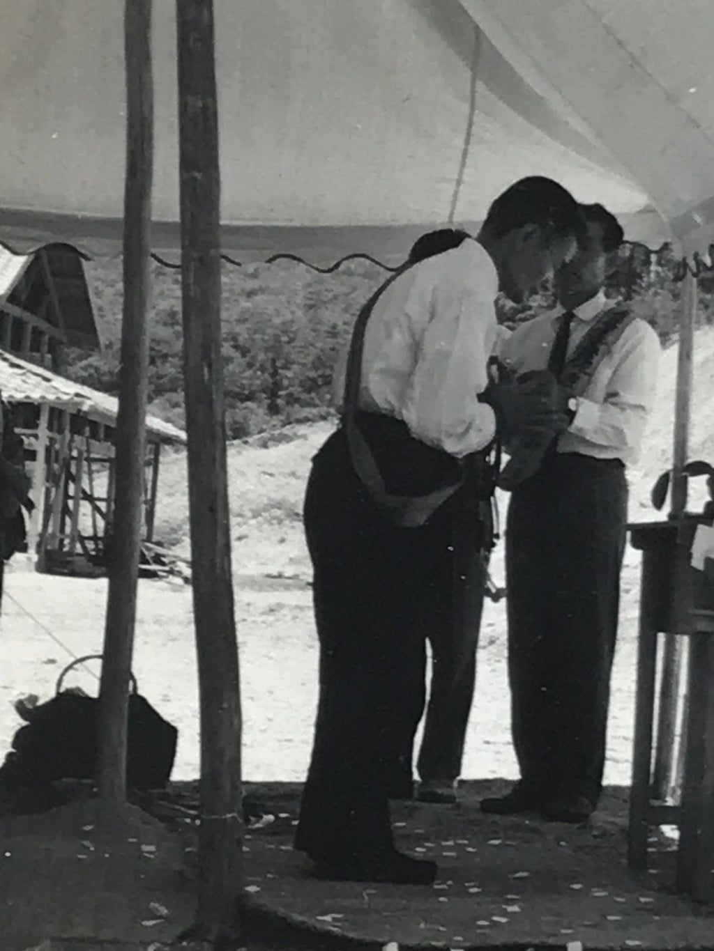 Japanese Showa Shinto Altar Ceremony Photograph Vtg Politician Black White PH241