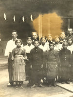 Japanese Showa Shinto Shrine Priest Photograph Children Kimono Black White PH165