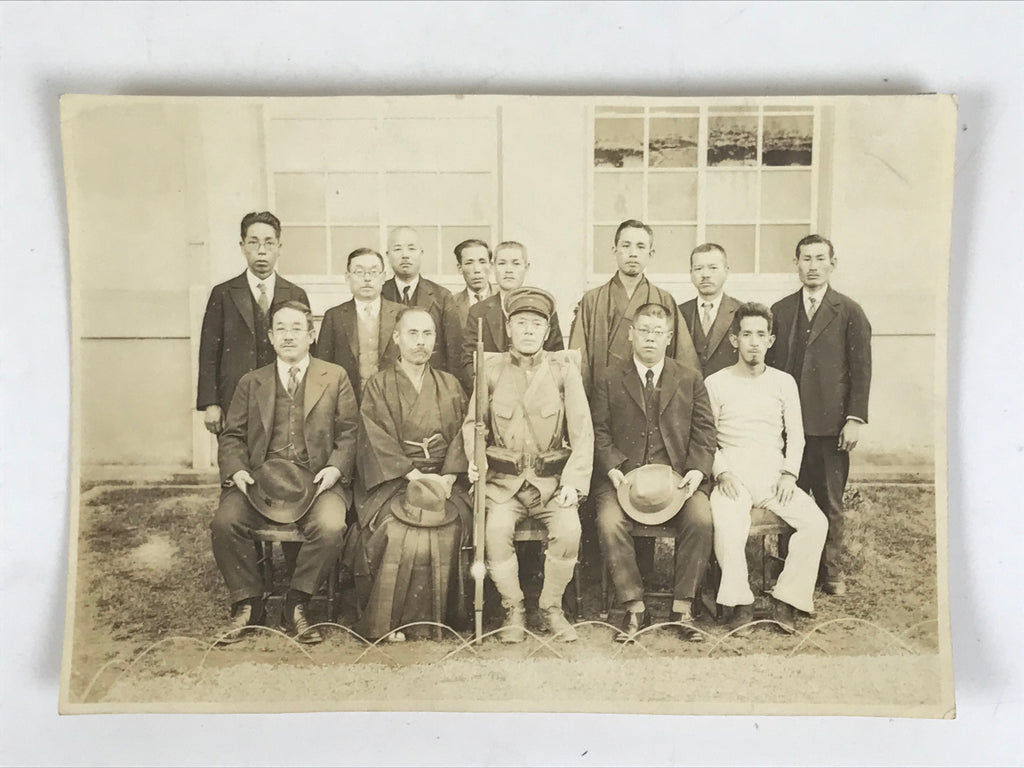 Japanese Showa Soldier Group Photograph Vtg Military Uniform Sepia Tone PH129