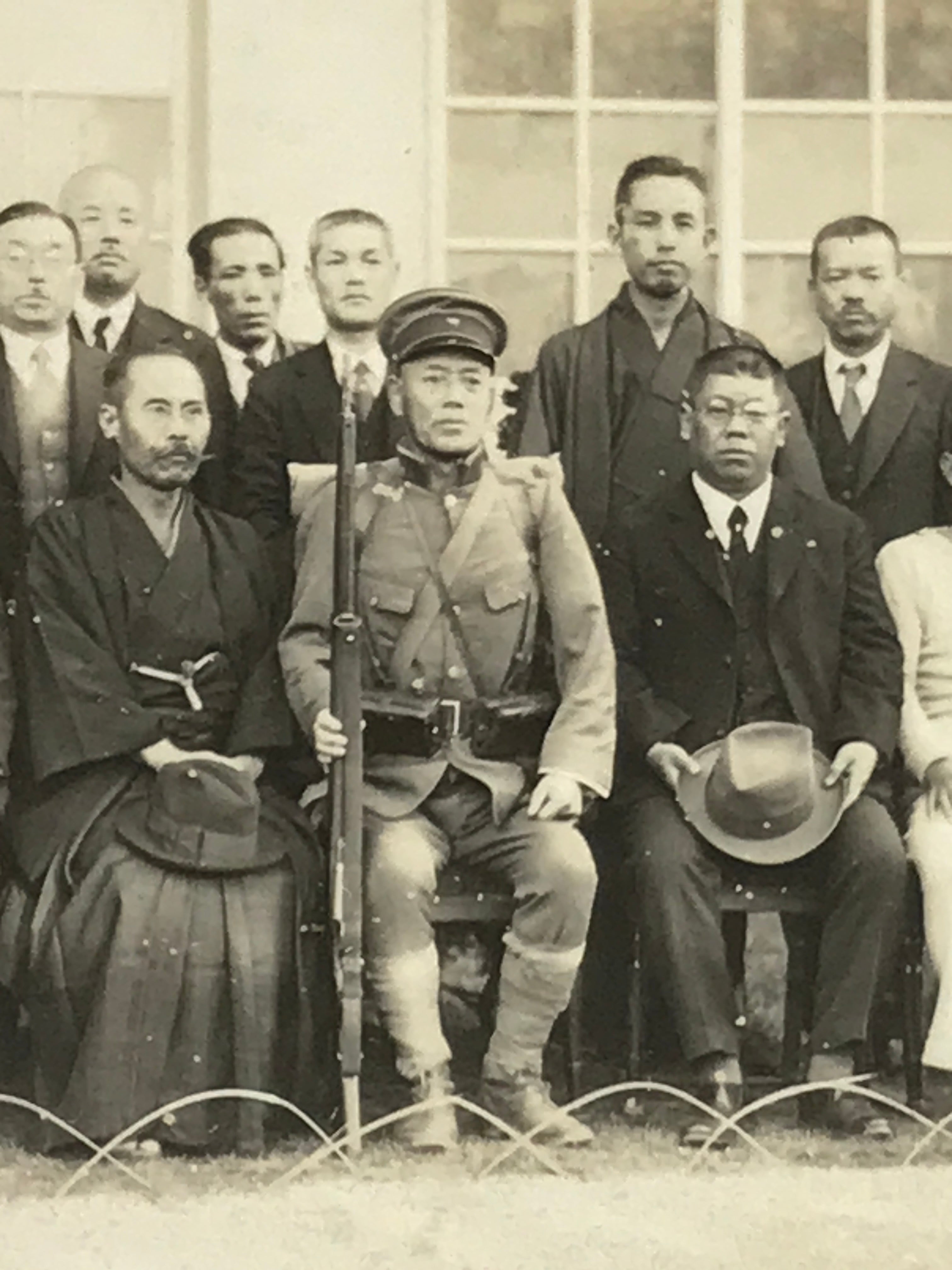 Japanese Showa Soldier Group Photograph Vtg Military Uniform Sepia Tone PH229