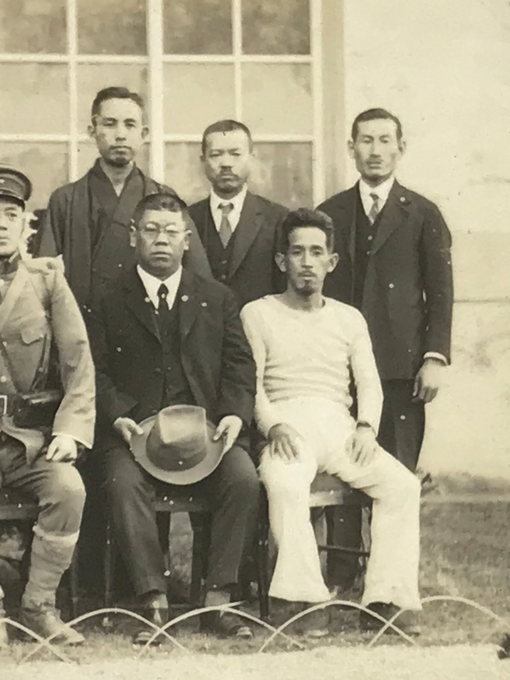 Japanese Showa Soldier Group Photograph Vtg Military Uniform Sepia Tone PH229