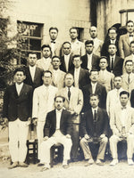 Japanese Showa Teacher Meeting Group Photograph Vtg School Sepia Tone PH66
