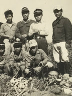 Japanese Showa Teen Boys Student Field Photograph Vtg Bones Skulls Sepia PH216