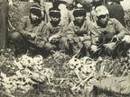 Japanese Showa Teen Boys Student Field Photograph Vtg Bones Skulls Sepia PH216