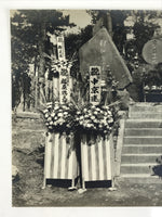 Japanese Showa Temple Stone Monument Commemorative Photograph Black White PH18
