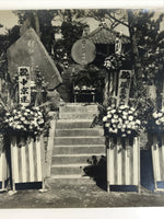Japanese Showa Temple Stone Monument Commemorative Photograph Black White PH18