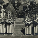 Japanese Showa Temple Stone Monument Commemorative Photograph Black White PH18