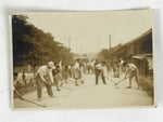 Japanese Showa Town Street Cleaning Photograph Vtg Road Daily Life Sepia PH195