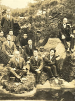 Japanese Showa Traditional Garden Group Staff Photograph Vtg Sepia Tone PH146