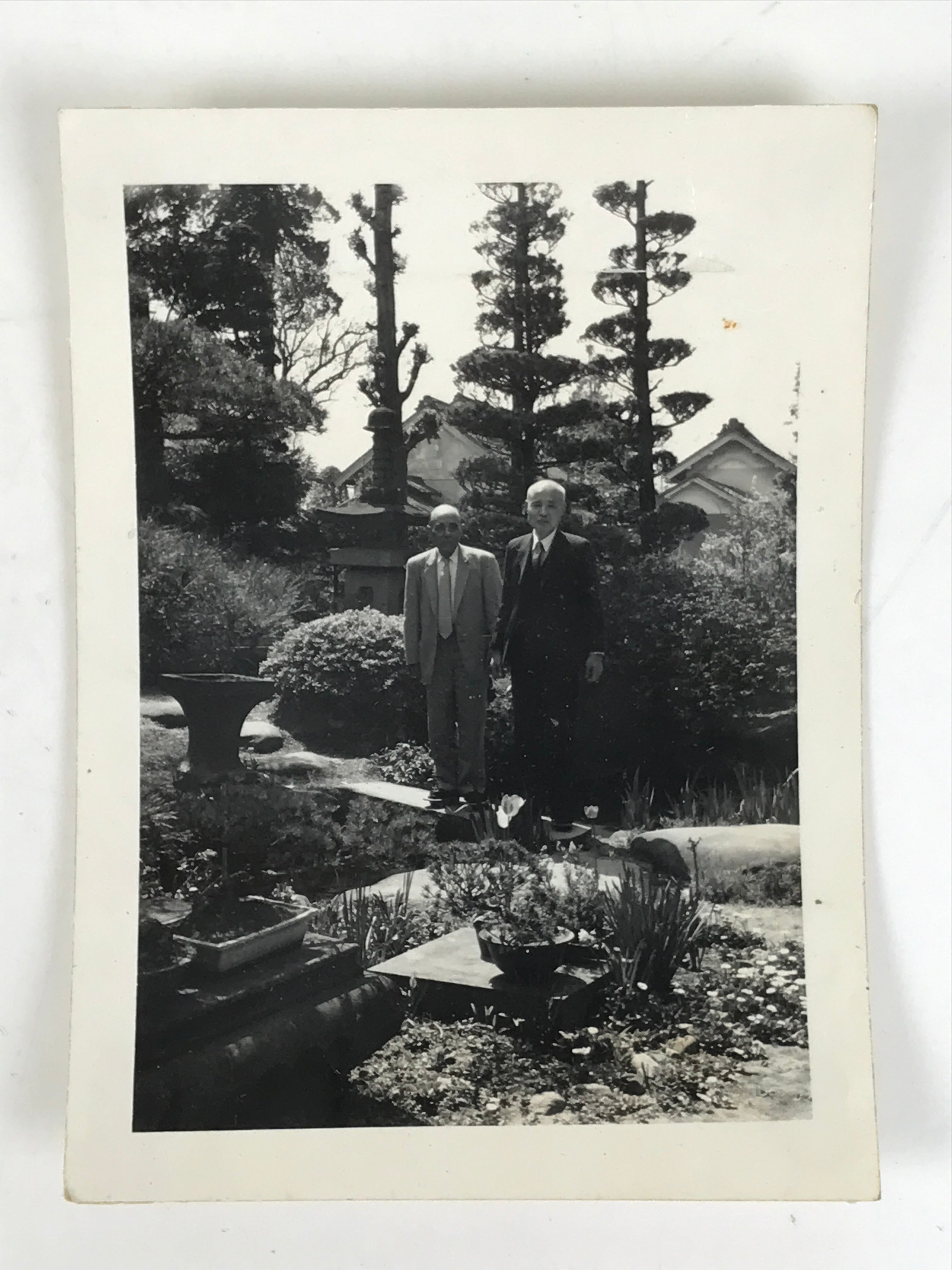 Japanese Showa Traditional Garden Photograph Vtg Suited Men Black White PH204