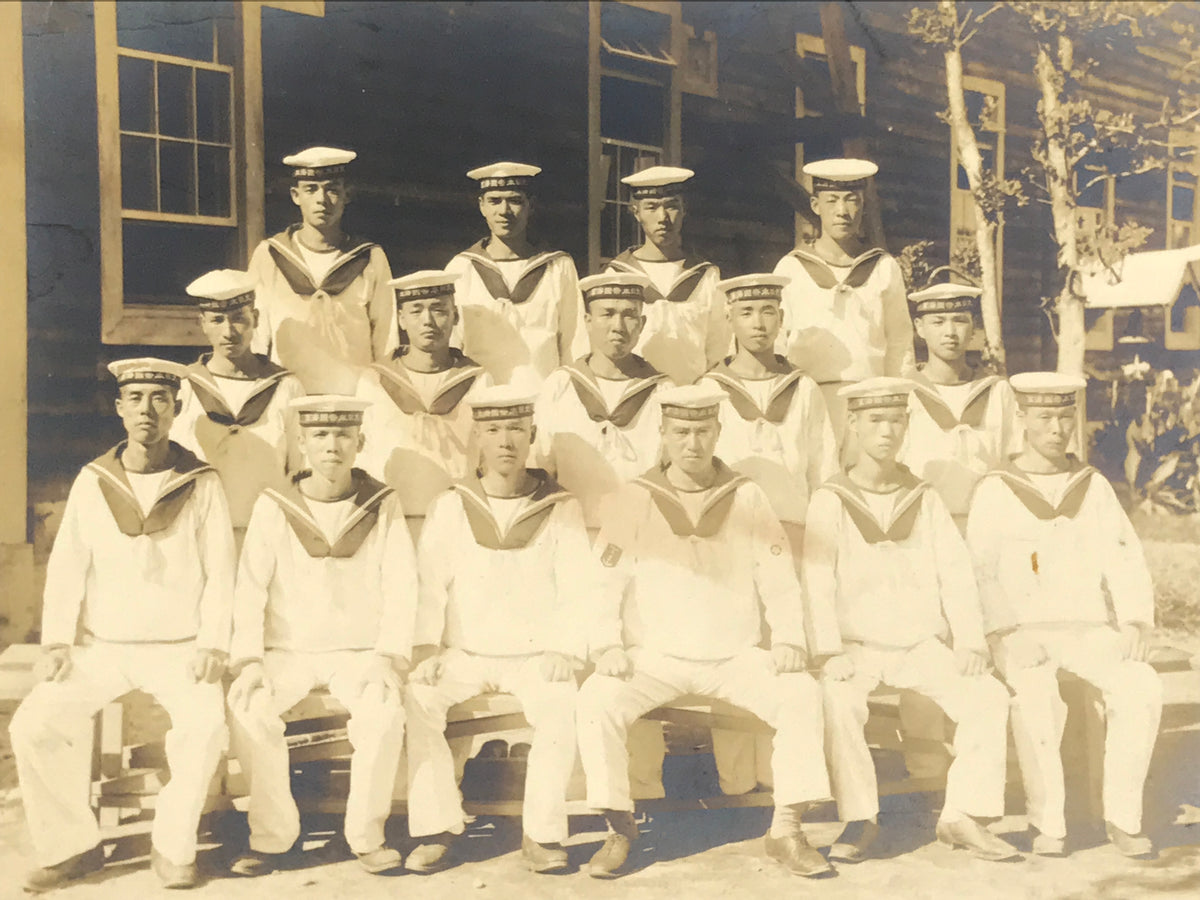 Japanese Showa WWII Military Navy Sailor Group Photograph Uniforms Sepia PH116