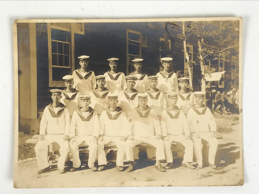 Japanese Showa WWII Military Navy Sailor Group Photograph Uniforms Sepia PH116