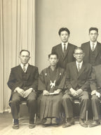Japanese Showa Wedding Photograph Vtg Kimono Bride Groom Family Black White PH60
