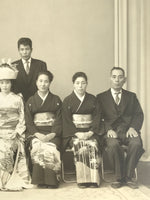 Japanese Showa Wedding Photograph Vtg Kimono Bride Groom Family Black White PH60
