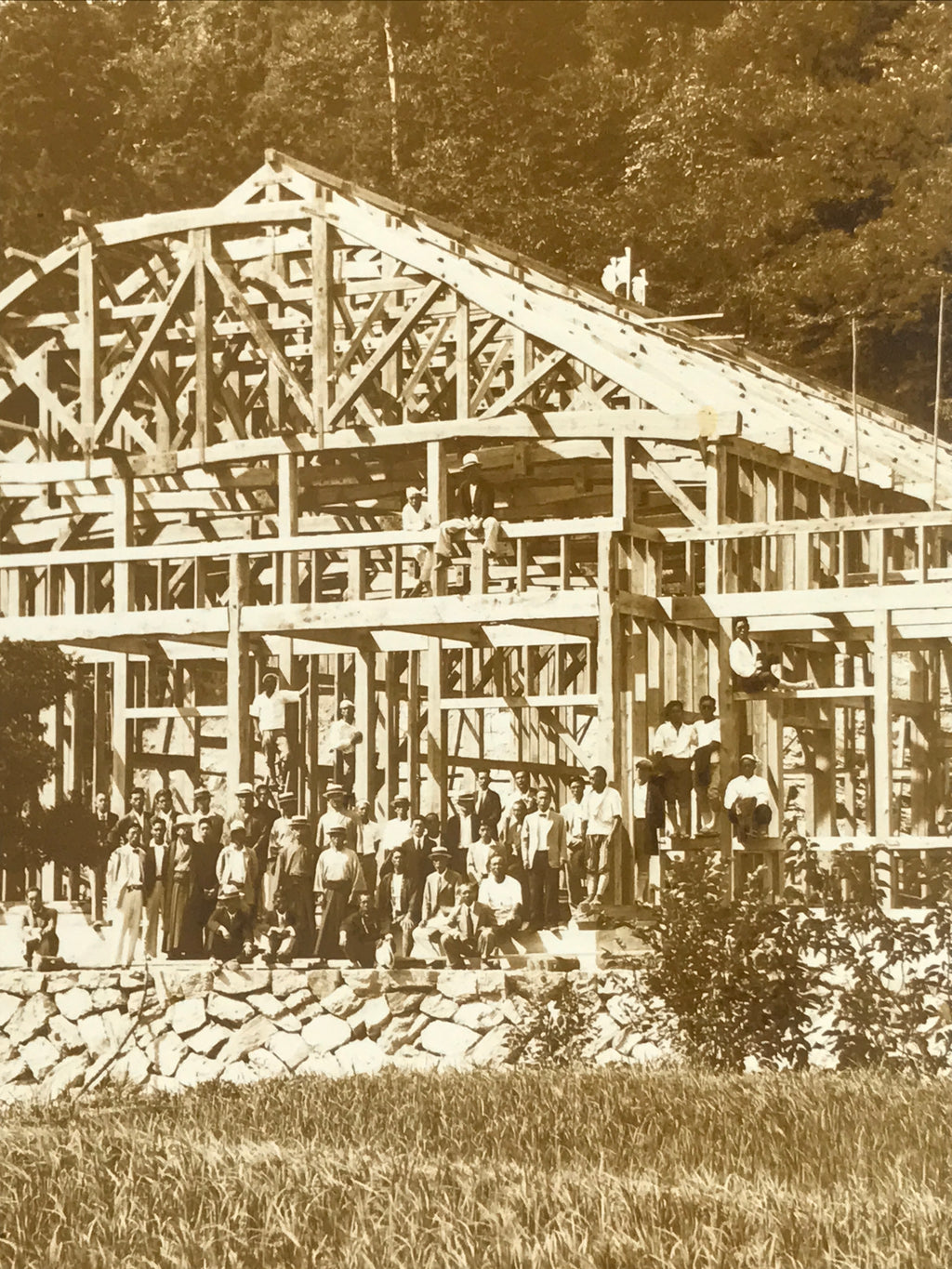 Japanese Showa Wood Frame Home Construction Photograph Vtg Daily Life Sepia PH88