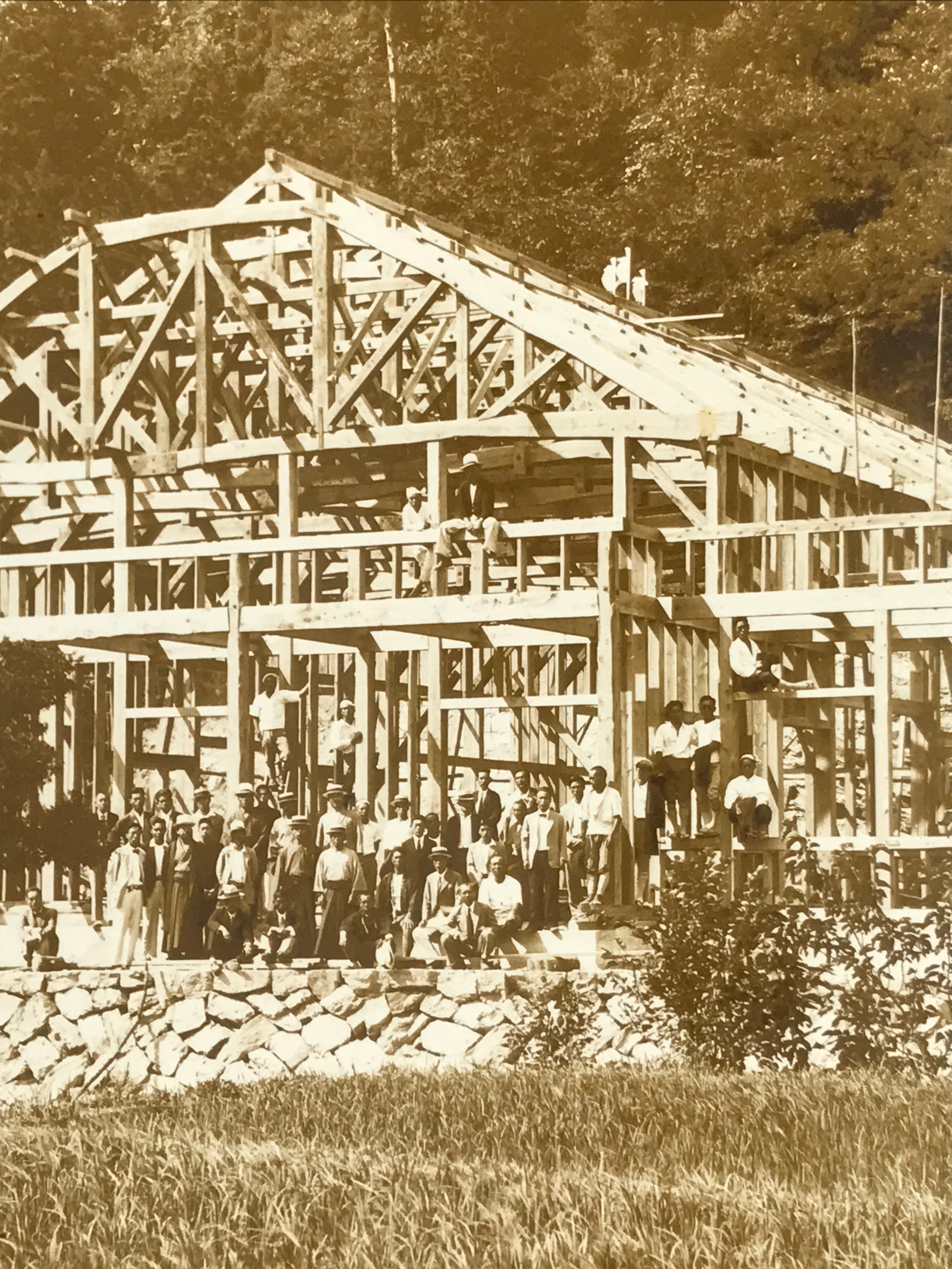Japanese Showa Wood Frame Home Construction Photograph Vtg Daily Life Sepia PH88
