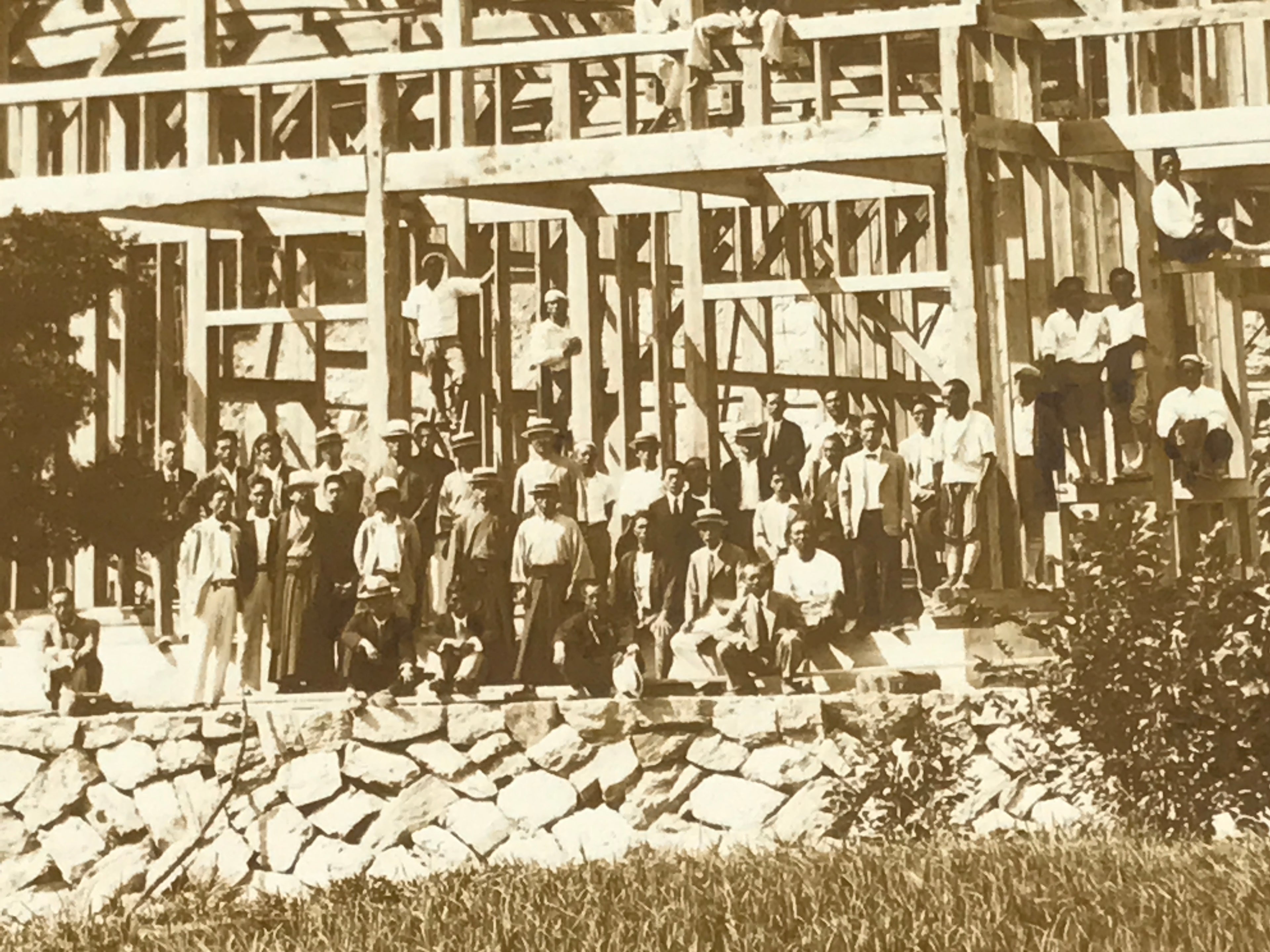 Japanese Showa Wood Frame Home Construction Photograph Vtg Daily Life Sepia PH88